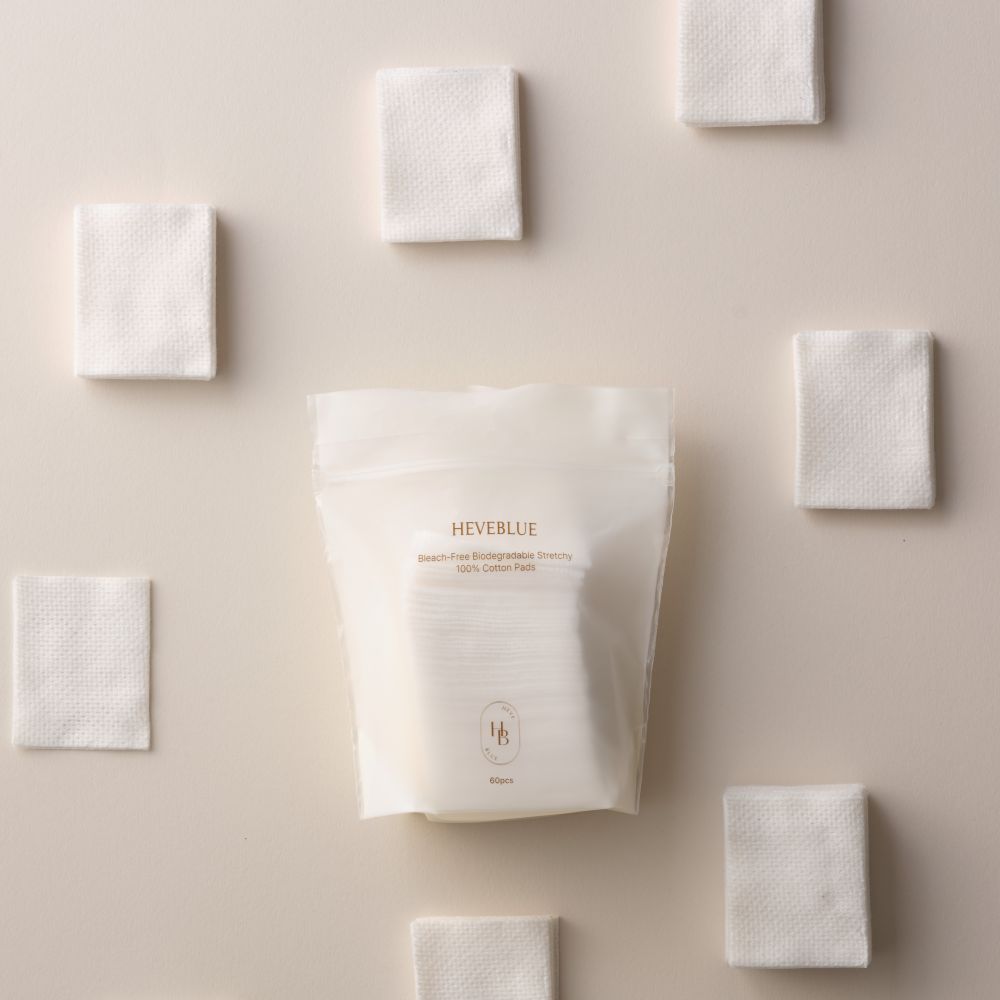 [HEVEBLUE] Bleach-free Biodegradable Stretchy 100% Cotton Pads